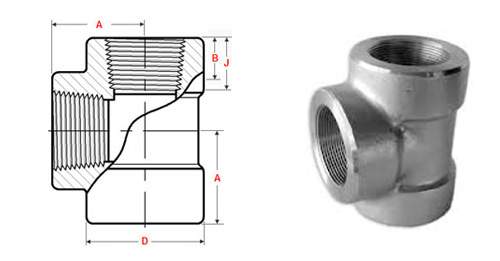 ASME B16.9 Threaded / Screwed Equal Tee Dimensions